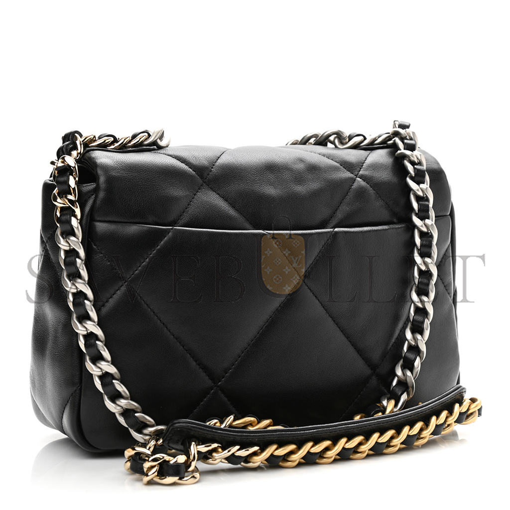 Ch*el master lambskin quilted 19 flap black (30*20*10cm)